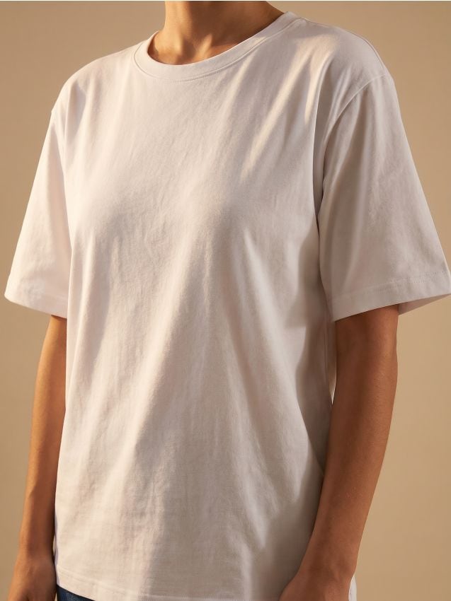 Sinsay - Tricou din bumbac cu mânecă scurtă - alb