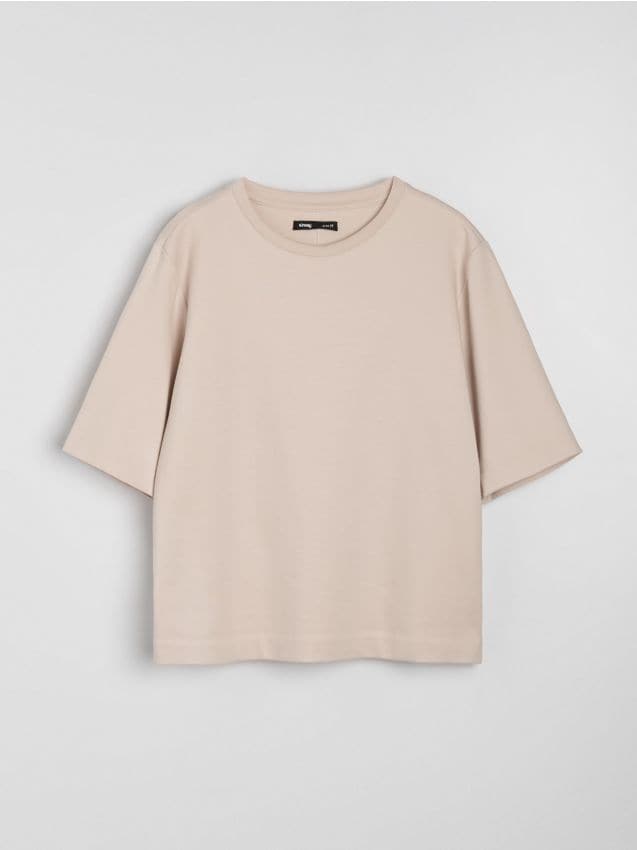 Sinsay - Tricou din bumbac cu mânecă scurtă - bej