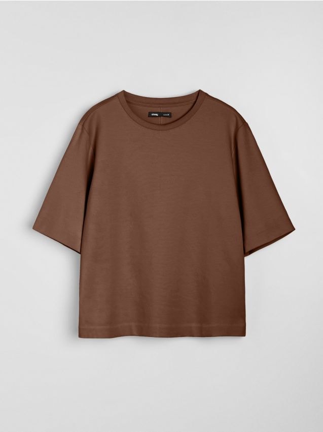 Sinsay - Tricou din bumbac cu mânecă scurtă - brun-auriu