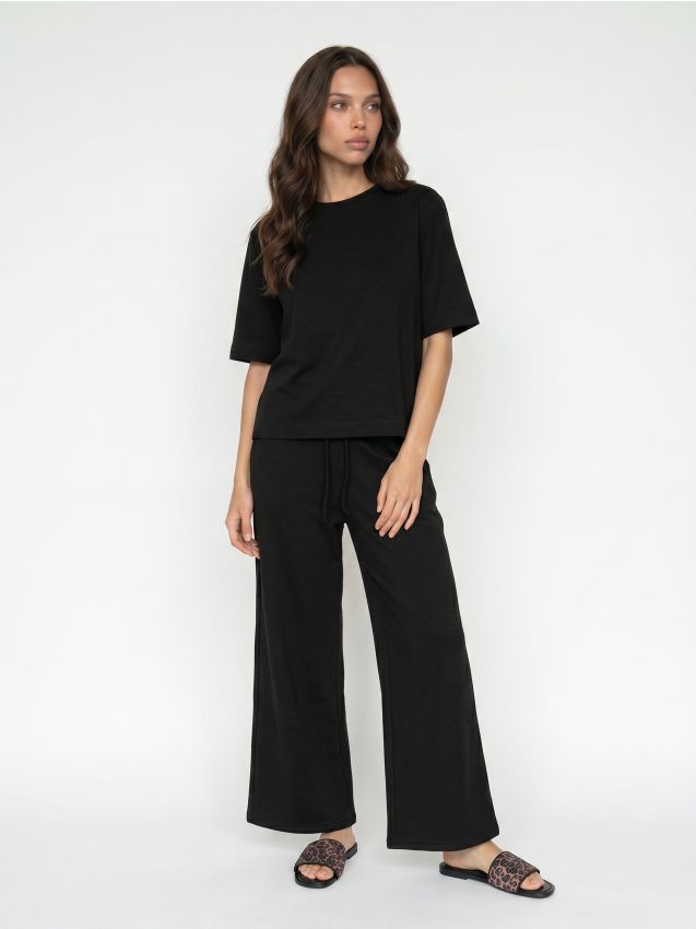 Sinsay - Tricou din bumbac cu mânecă scurtă - negru