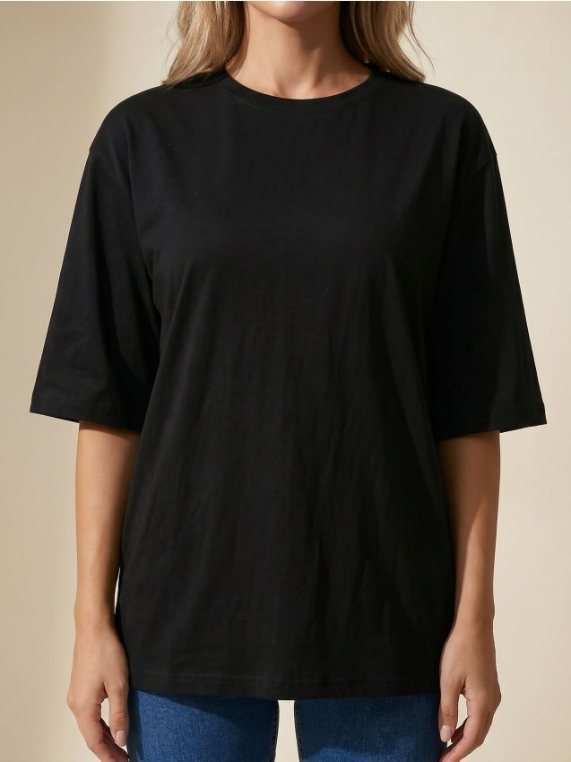 Sinsay - Tricou din bumbac cu mânecă scurtă - negru