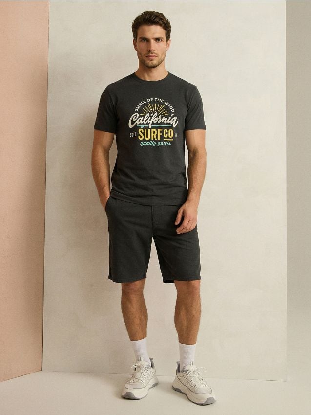 Sinsay - Șorturi din denim din bumbac - gri-închis