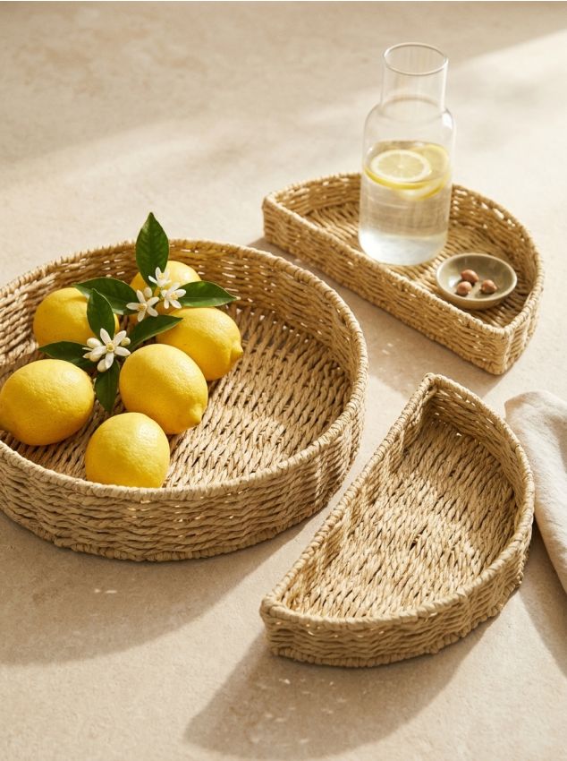 Sinsay - Set de tăvi decorative împletite 3 pack - bej