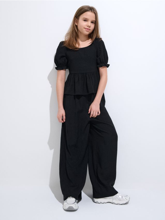 Sinsay - Compleu cu bluză și pantaloni - negru