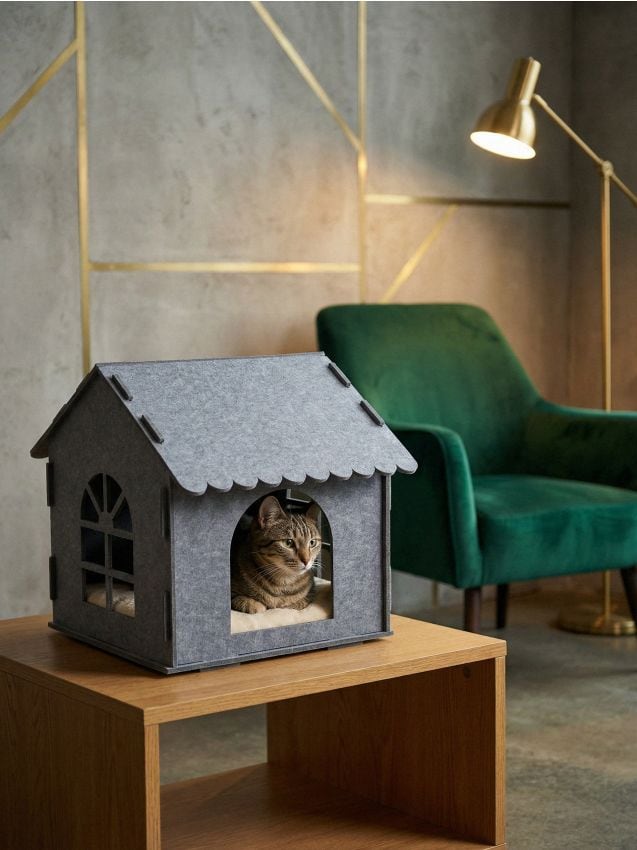 Sinsay - Căsuță din fetru pentru animale - gri-închis