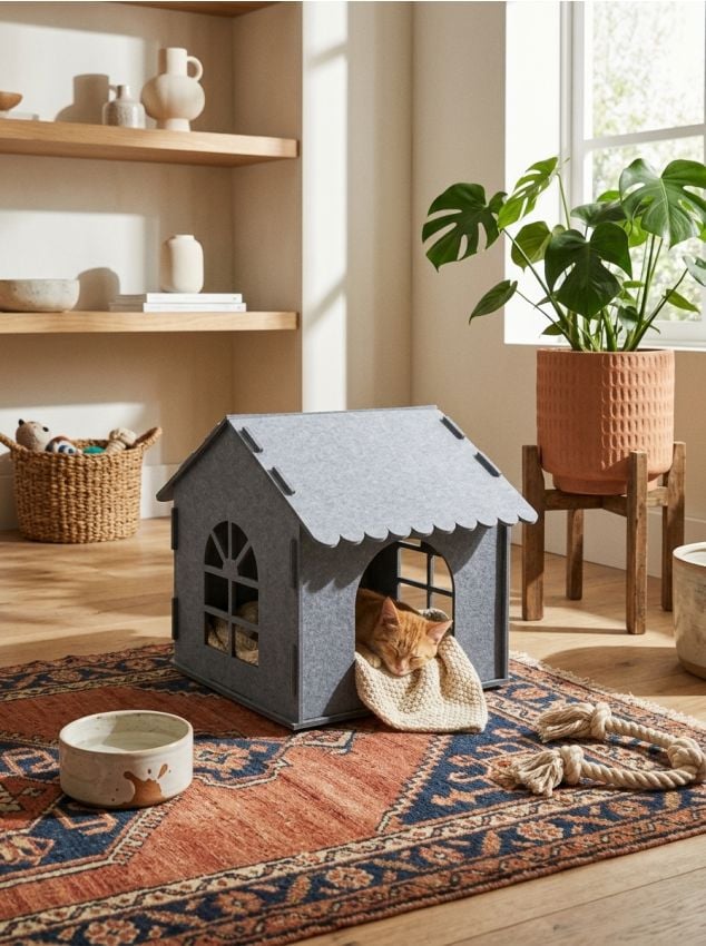 Sinsay - Căsuță din fetru pentru animale - gri-închis