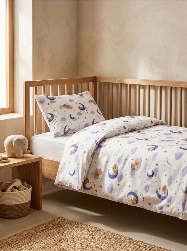 Sinsay - Set de lenjerie de pat din bumbac cu motiv ursuleți - indigo