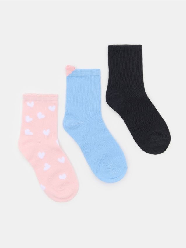 Sinsay - Șosete lungi cu motiv de inimioare 3 pack - multicolor