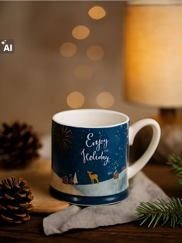 Sinsay - Cană de Crăciun din ceramică cu inscripția „Enjoy the Holiday“ - multicolor