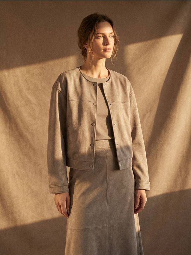 Sinsay - Geacă bomber din piele ecologică întoarsă - violet-metalizat