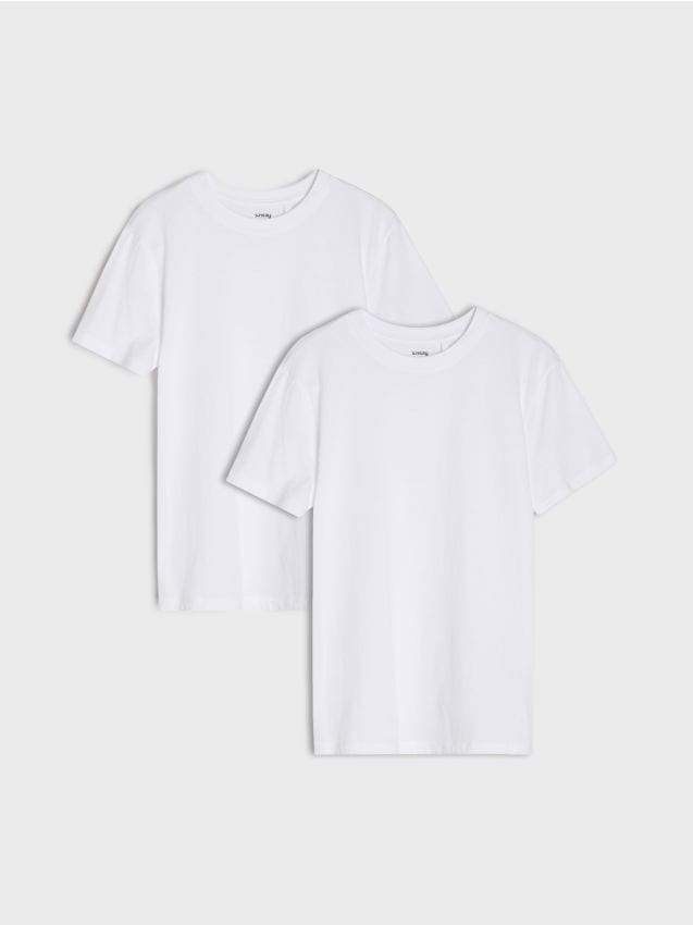 Sinsay - Tricouri din bumbac 2 pack - alb