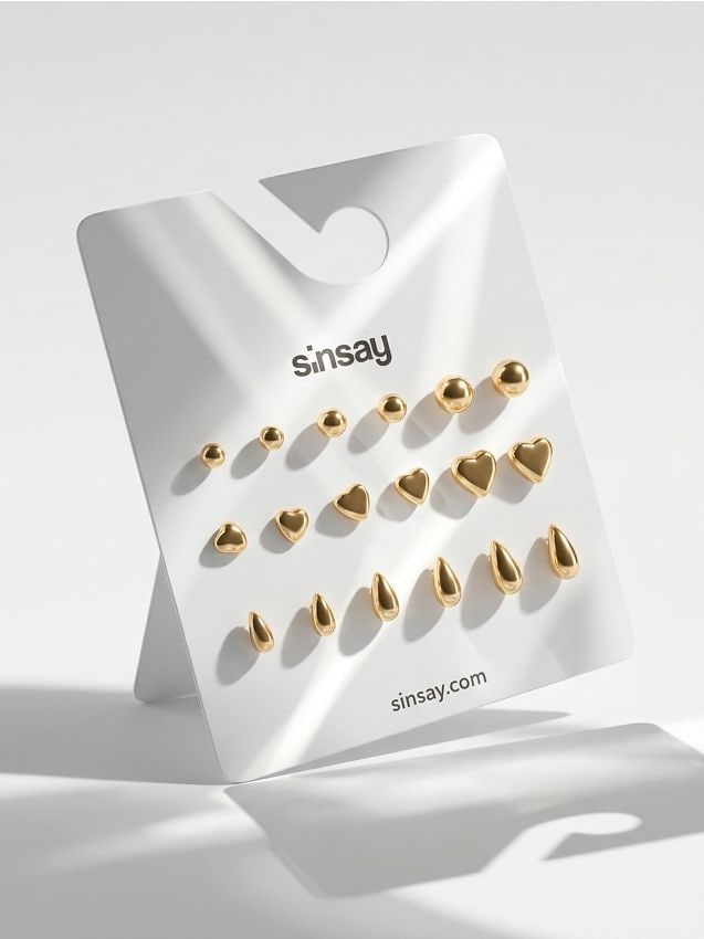 Set di orecchini a lobo 9 pack - oro