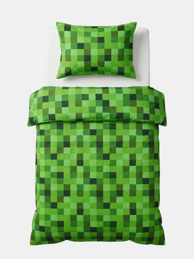Sinsay - Set de lenjerie de pat din bumbac cu model pixel - verde-deschis