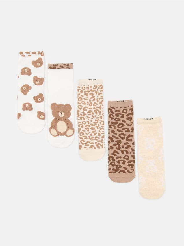 Sinsay - Șosete cu motiv ursuleț 5 pack - multicolor