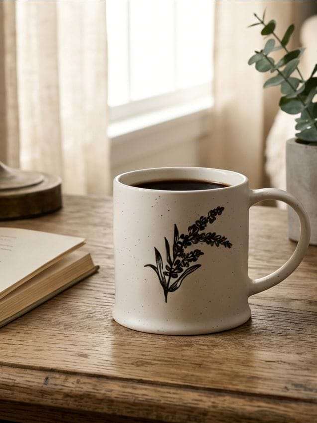 Sinsay - Cană ceramică cu imprimare - crem