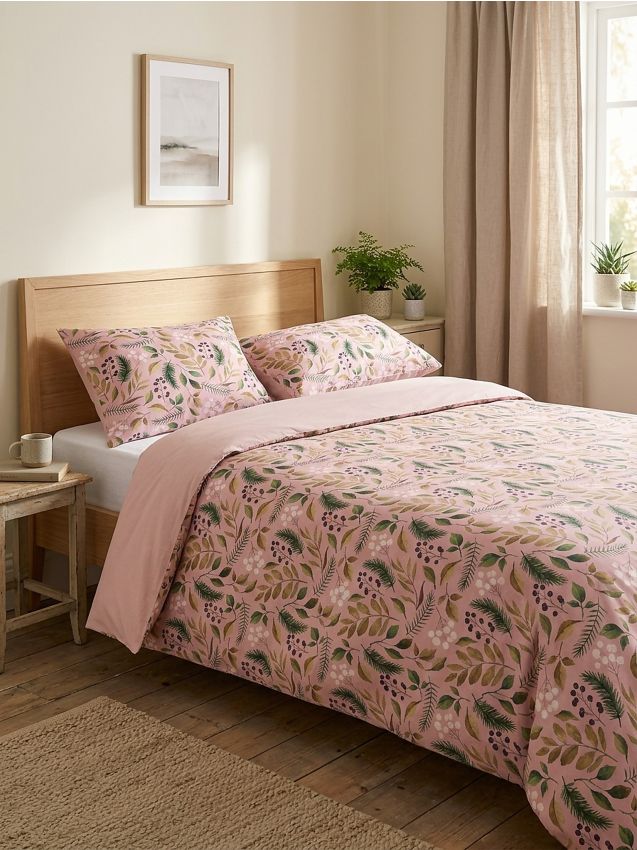 Sinsay - Lenjerie de pat cu imprimeu cu frunze - roz-pudră