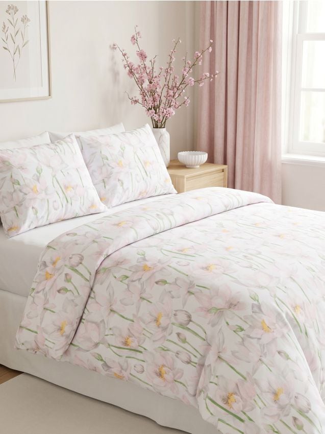 Sinsay - Set de lenjerie de pat cu flori - roz