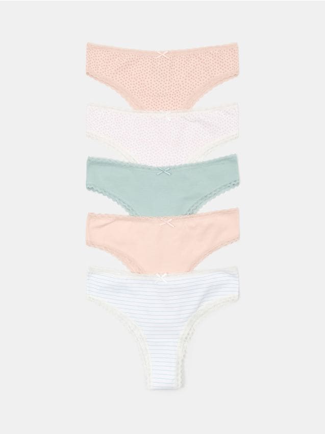 Sinsay - Chiloți brazilieni din bumbac, set 5 bucăți - multicolor