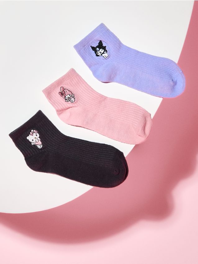 Sinsay - Șosete reiated cu broderie 3 pack Hello Kitty and Friends - multicolor