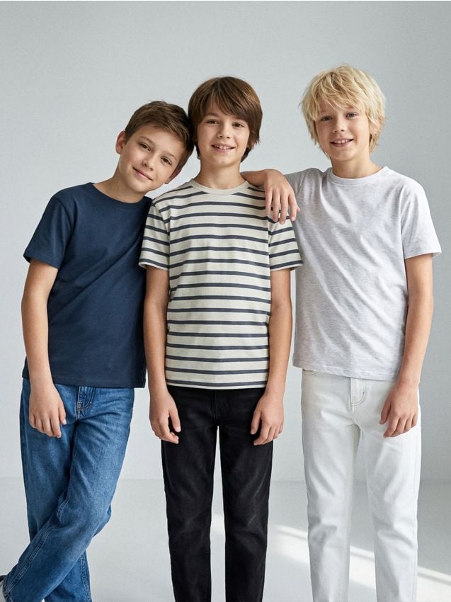 Sinsay - Set de tricouri din bumbac cu mânecă scurtă, 3 pack - multicolor