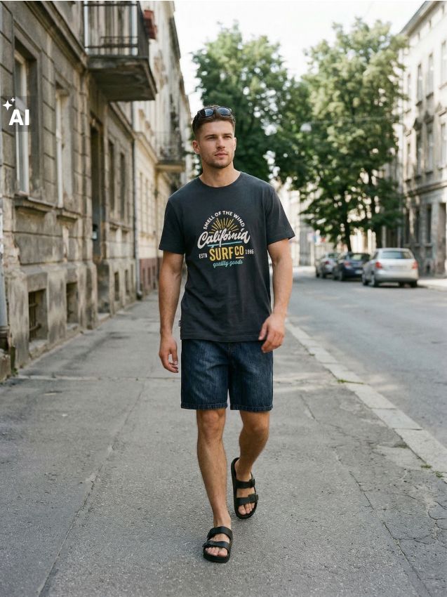 Sinsay - Pantaloni scurți din denim loose jogger cu efect prespălat - albastru metalizat