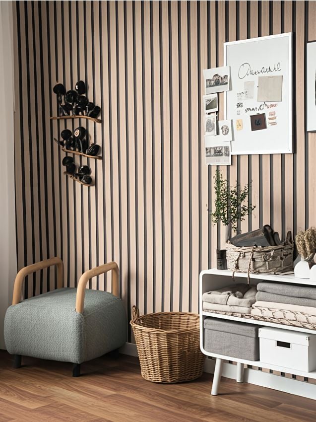 Sinsay - Tapet autoadeziv cu efect de lemn în dungi - oranj-deschis