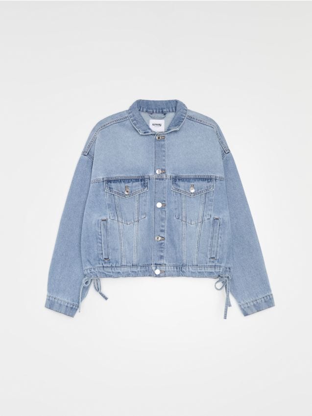 Sinsay - Geacă din denim cu inserții elastice pe laterale - albastru