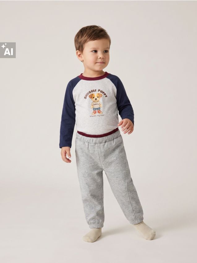Sinsay - Tricou din bumbac cu imprimeu cu ursuleț - multicolor
