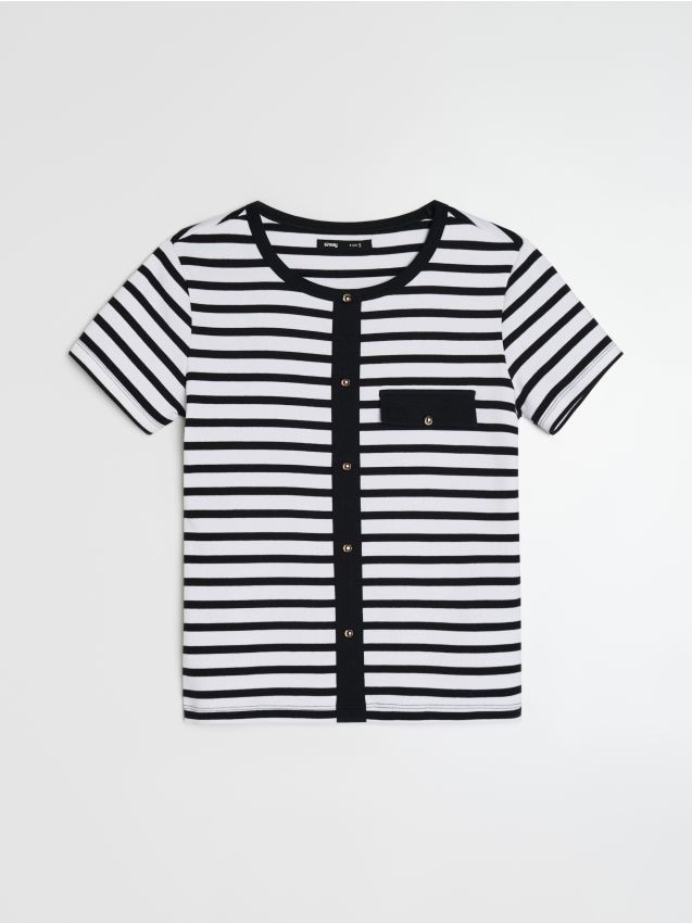 Sinsay - Tricou din bumbac în dungi - multicolor