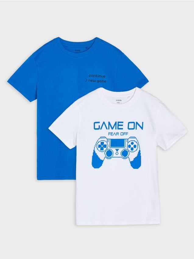 Sinsay - Tricouri din bumbac cu imprimeu 2 pack - multicolor