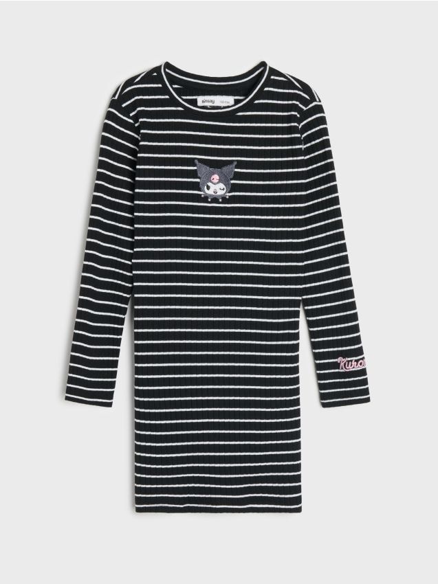 Sinsay - Rochie din bumbac din material striat Kuromi - multicolor
