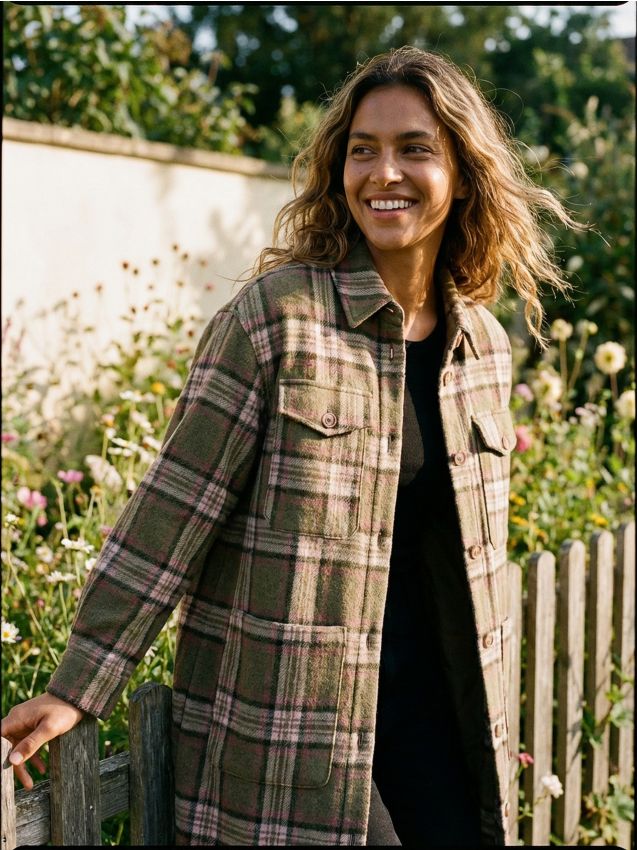 Sinsay - Palton-cămașă cu amestec de lână - multicolor