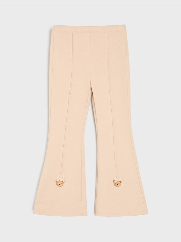 Sinsay - Pantaloni flare cu bumbac - bej