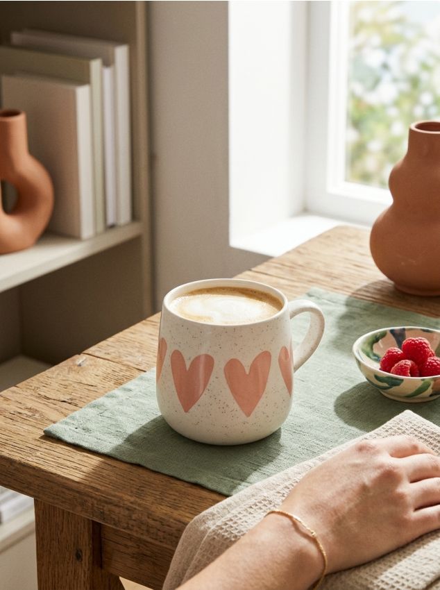 Sinsay - Cană ceramică cu imprimare - roz-pastel