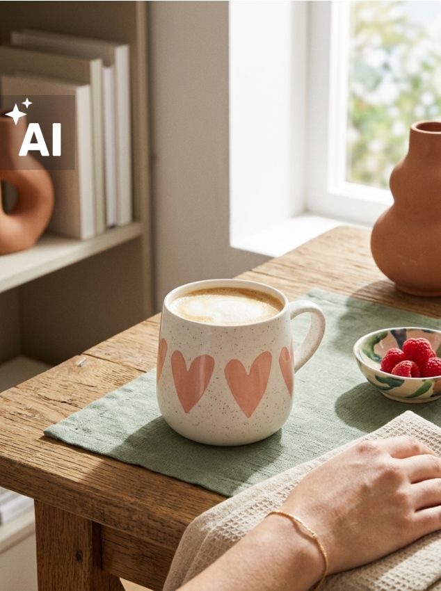 Sinsay - Cană ceramică cu imprimare - roz-pastel