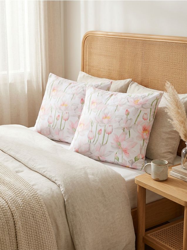 Sinsay - Set de fețe de pernă cu motiv floral, 2 buc. - alb