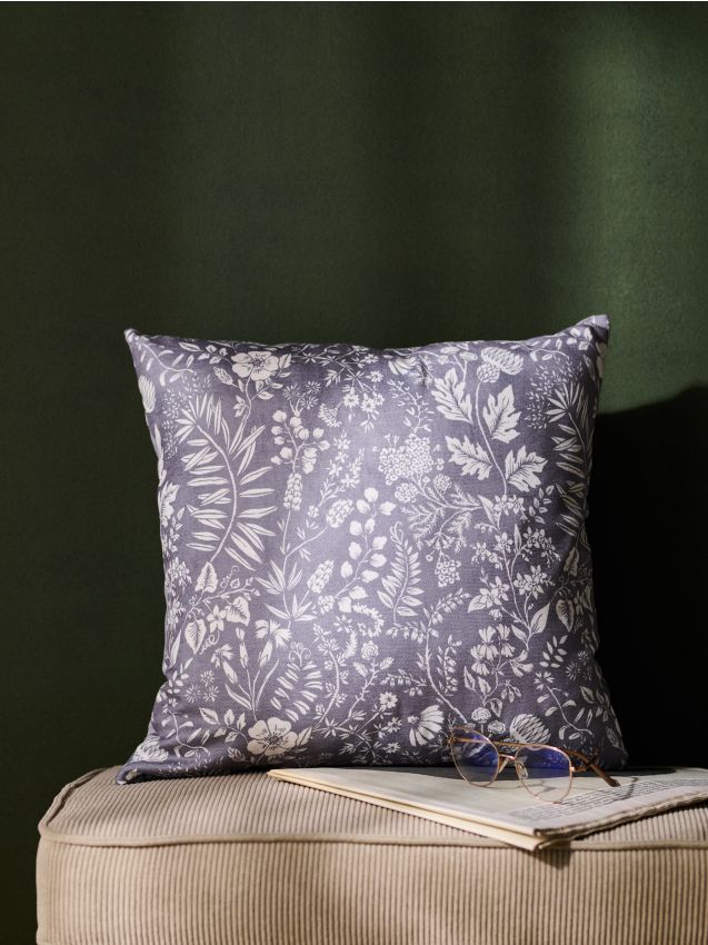 Sinsay - Față de pernă cu model floral - gri-închis