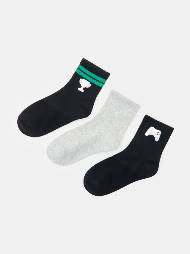Sinsay - Șosete cu motiv gaming, set de 3 - multicolor
