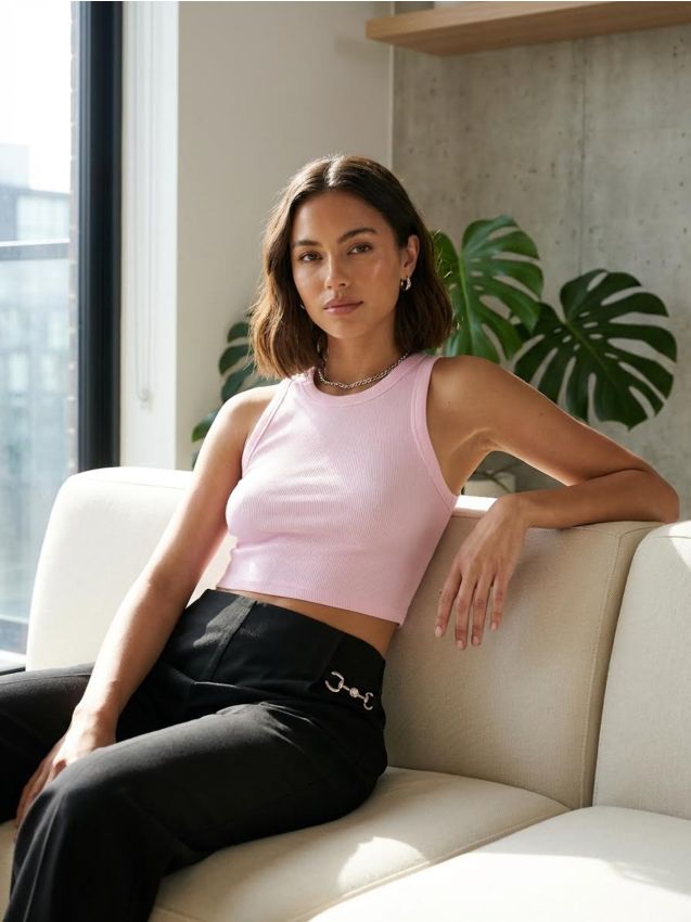 Sinsay - Crop top - rosa pastello