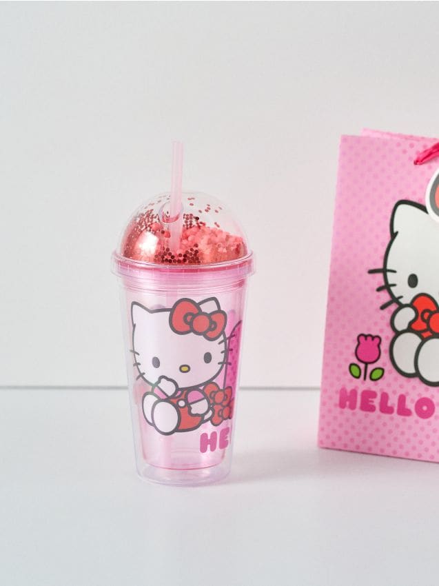 Sinsay - Hrnček s viečkom a slamkou Hello Kitty - viacfarebná