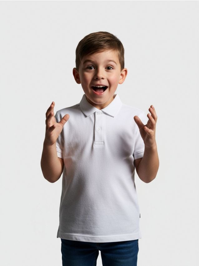 Sinsay - Tricou Polo - alb