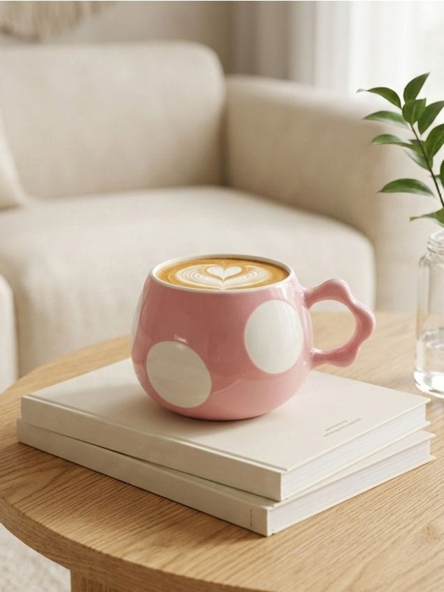 Sinsay - Cană ceramică cu toartă - roz-pastel