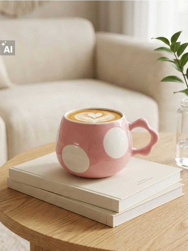 Sinsay - Cană ceramică cu toartă - roz-pastel