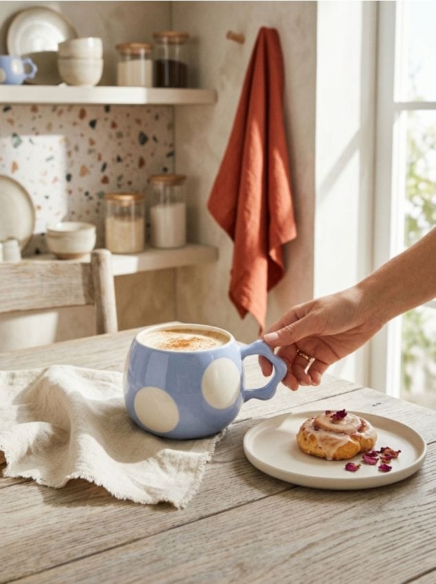 Sinsay - Cană ceramică cu toartă - albastru-pal