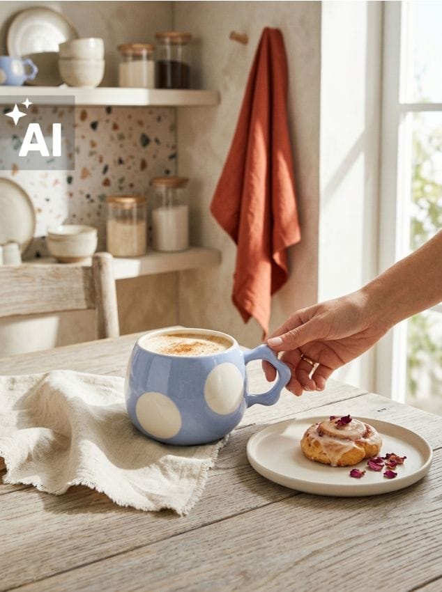 Sinsay - Cană ceramică cu toartă - albastru-pal