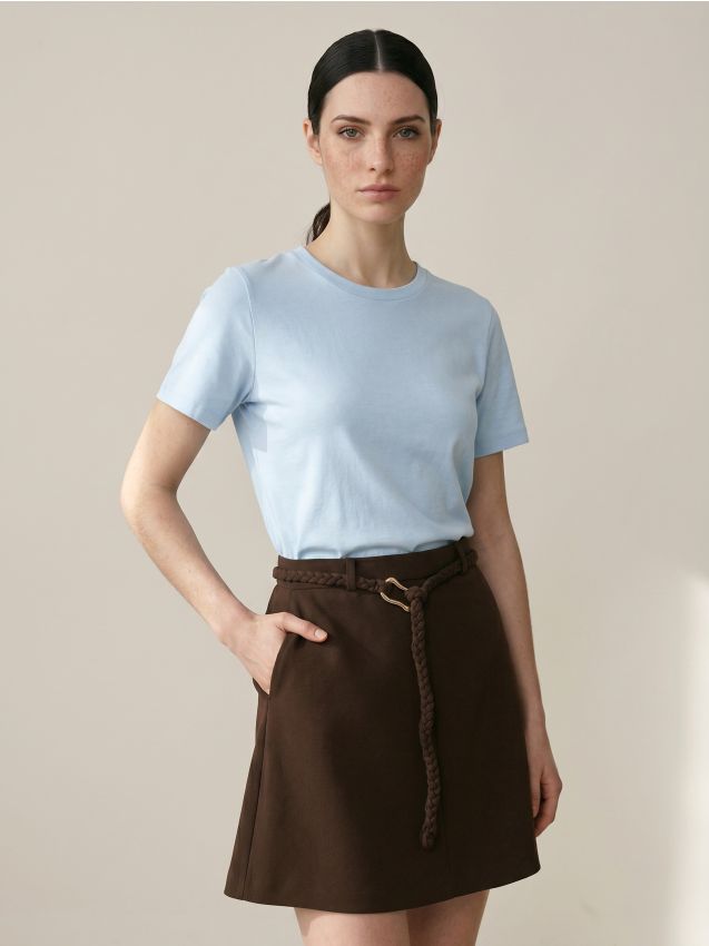 Sinsay - Tricou cu amestec de vâscoză - albastru-pal