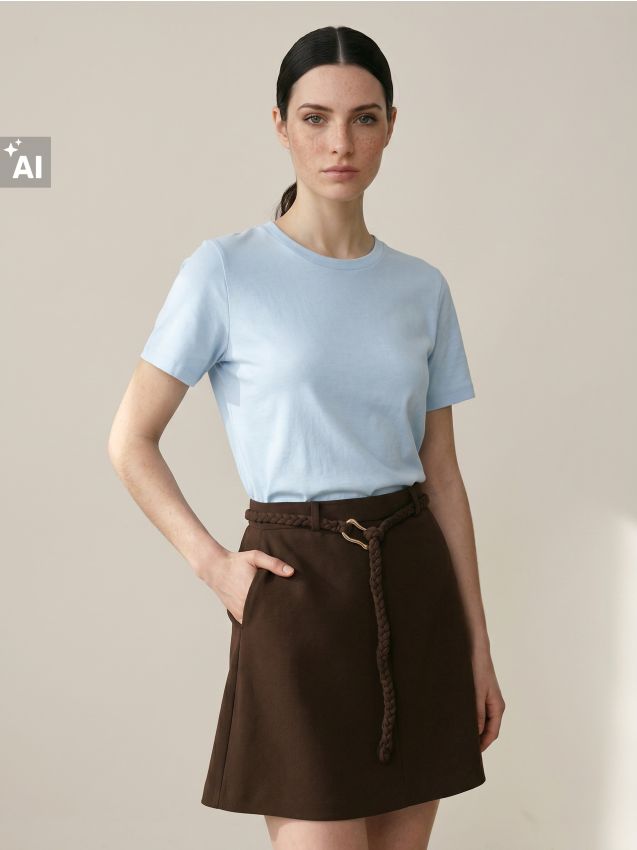 Sinsay - Tricou cu amestec de vâscoză - albastru-pal