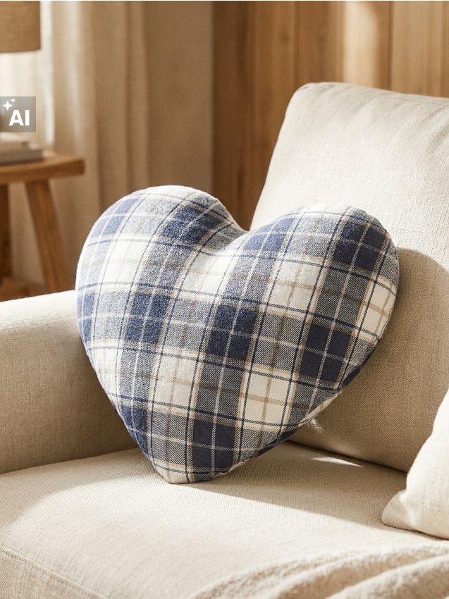 Sinsay - Pernă decorativă în formă de inimă, cu model în carouri - multicolor