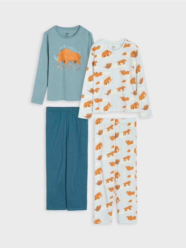 Sinsay - Bavlnená dvojdielna pyžama s potlačou 2 pack - svetlomodrá