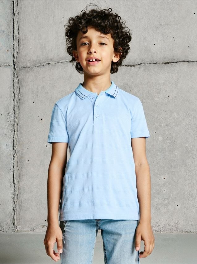 Sinsay - Tricou Polo - albastru-pal